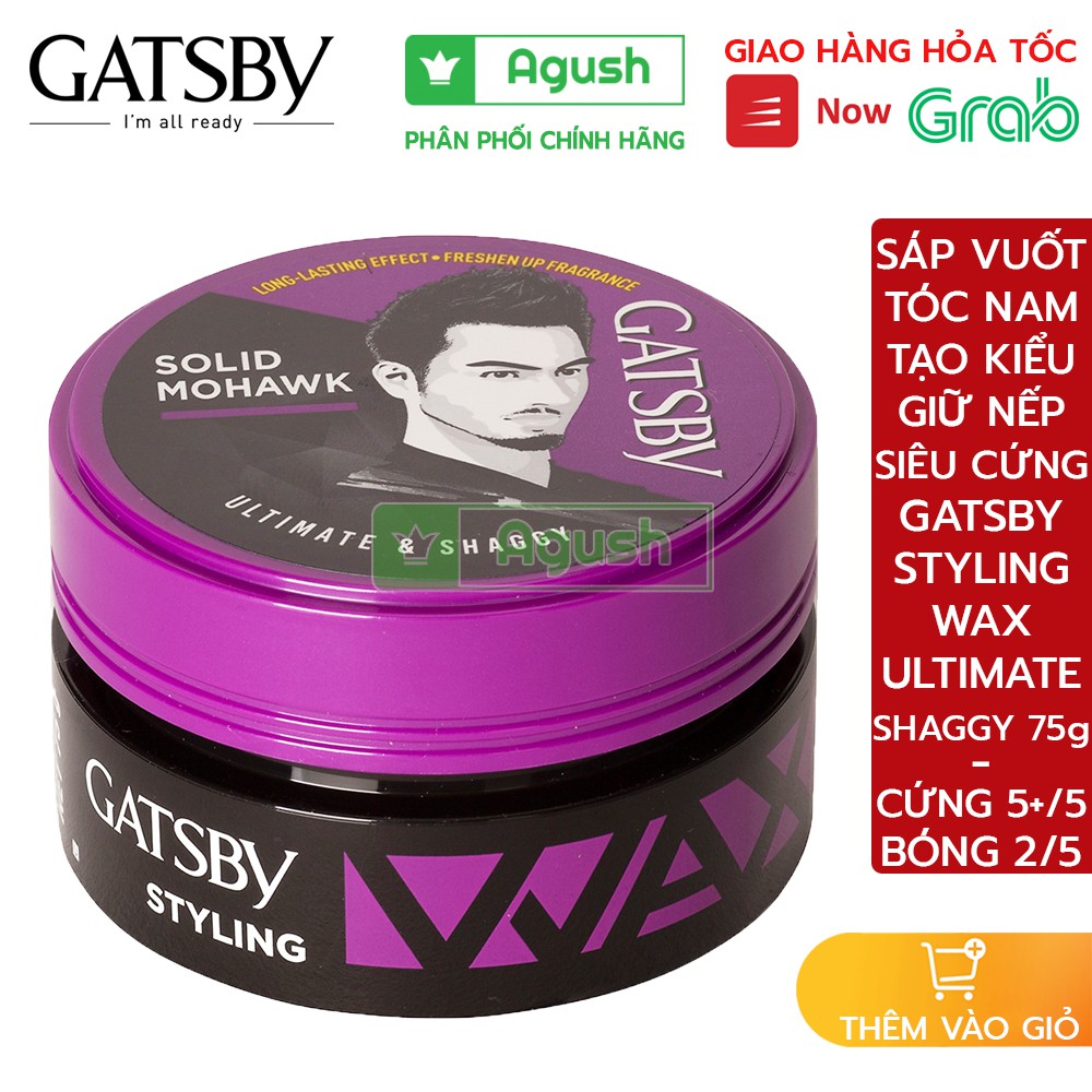 Sáp vuốt tóc nam chính hãng thơm tạo kiểu tóc Gatsby Styling Wax Ultimate Shaggy lọ 75g giữ nếp siêu cứng bóng giá rẻ