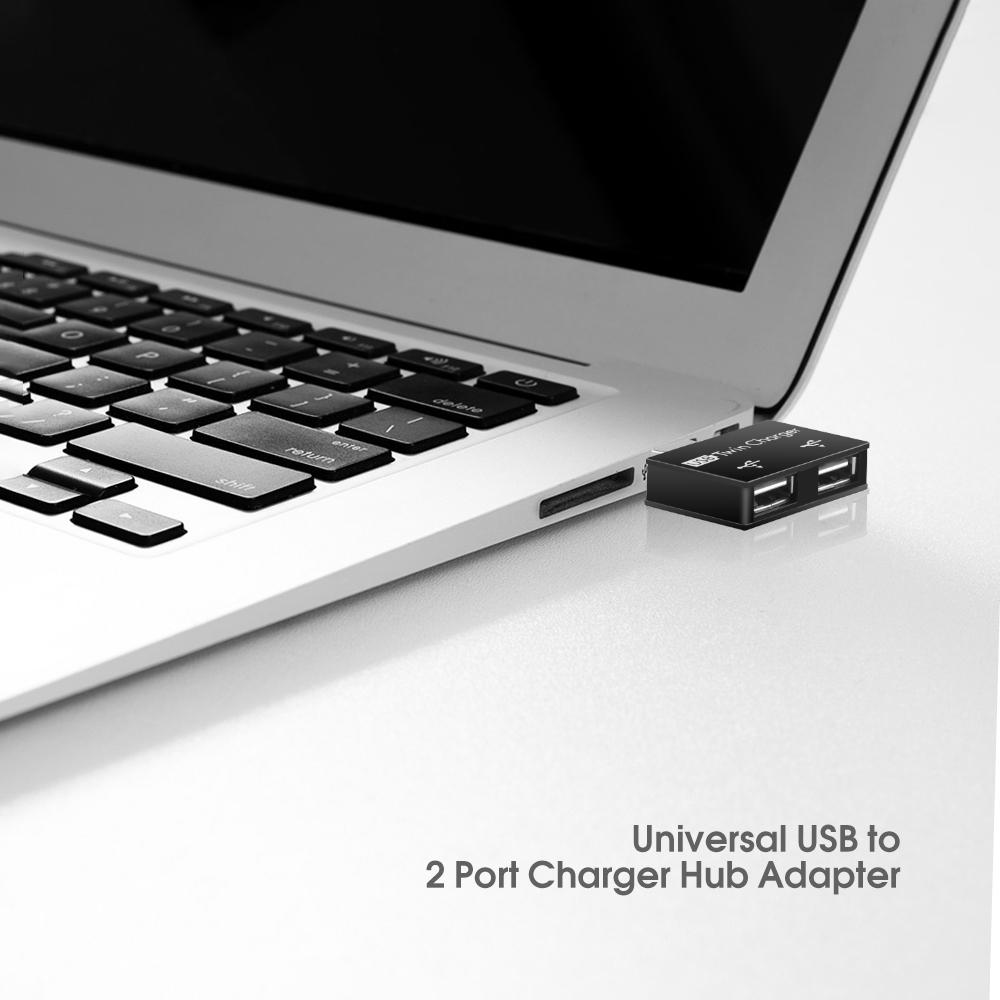 Bộ chuyển đổi trung tâm sạc USB kép Mini Bộ chia 2 cổng cho máy tính