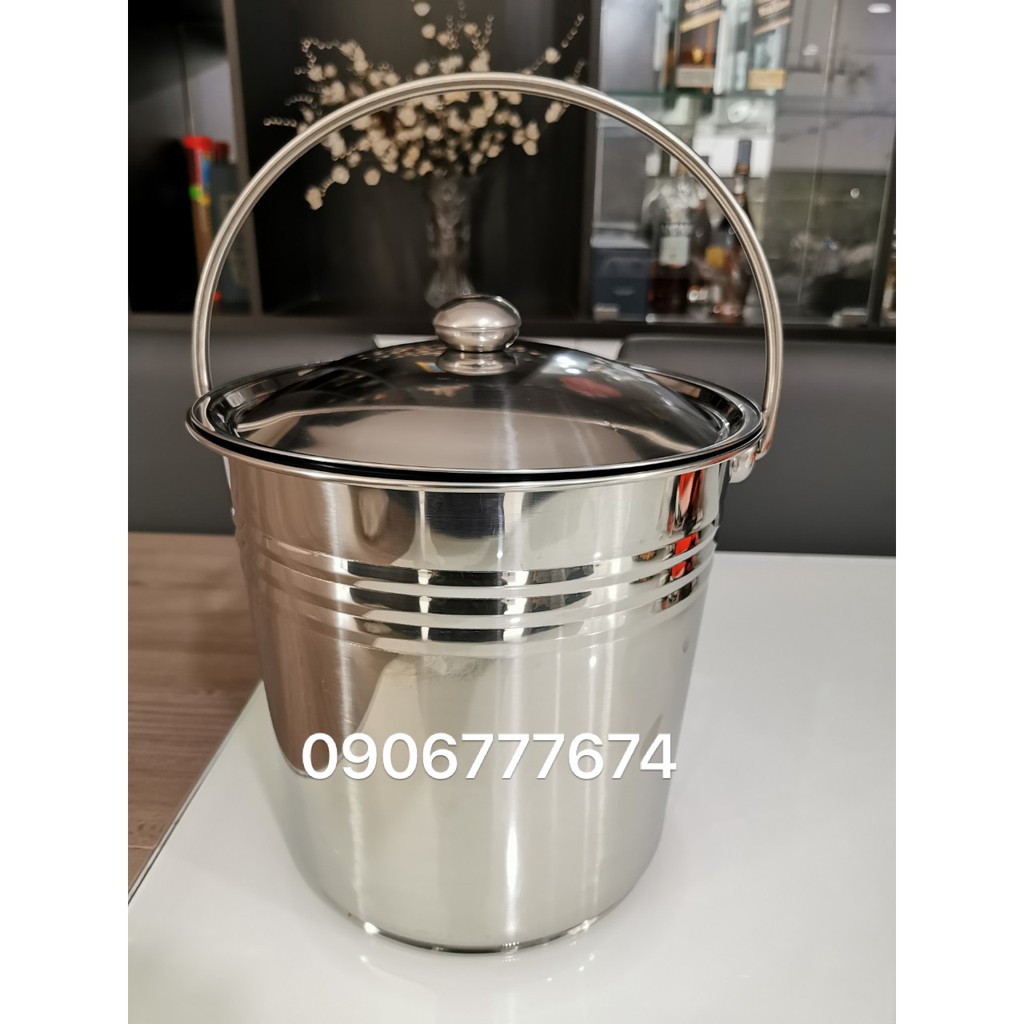 XÔ INOX CÓ NẮP ĐỰNG NƯỚC LÈO/ ĐỰNG ĐÁ | Shopee Việt Nam