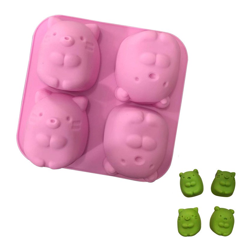 4 Khoang marmot Khuôn Silicon Động Vật Hoạt Hình Máy Nướng Bánh Khuôn Món Tráng Miệng Bánh pudding Khuôn Xà Phòng Bánh Mì Khuôn Bánh Ngọt Mô Hình Đá Khuôn Xà Phòng Làm Bằng Tay Khuôn Thạch Cao Hương Liệu Khuôn Nướng Bánh
