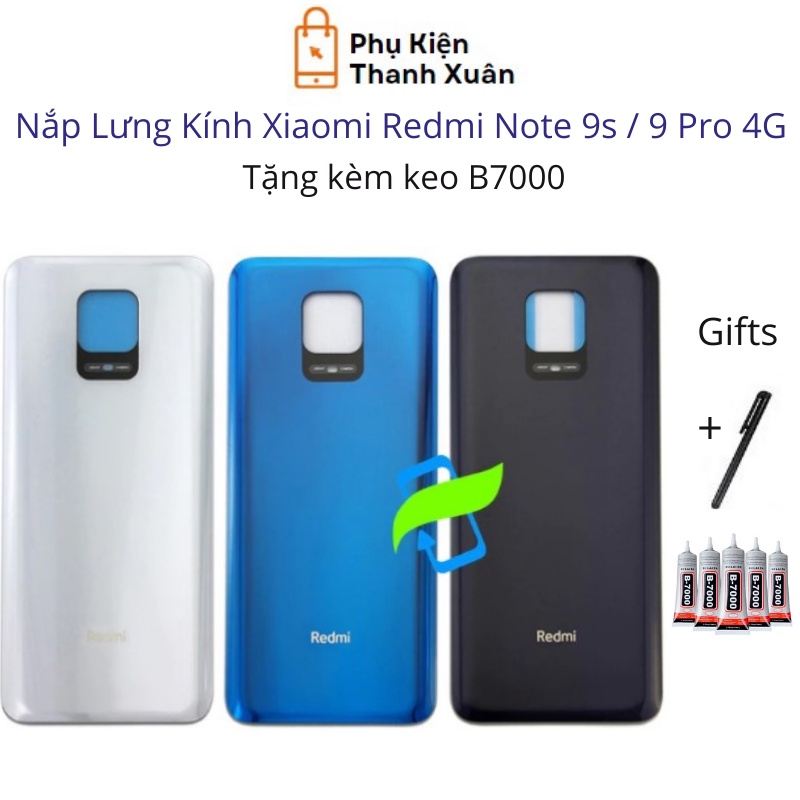 Nắp lưng Xiaomi Redmi Note 9S / Note 9 Pro 4G - Chất liệu kính - Tặng ...