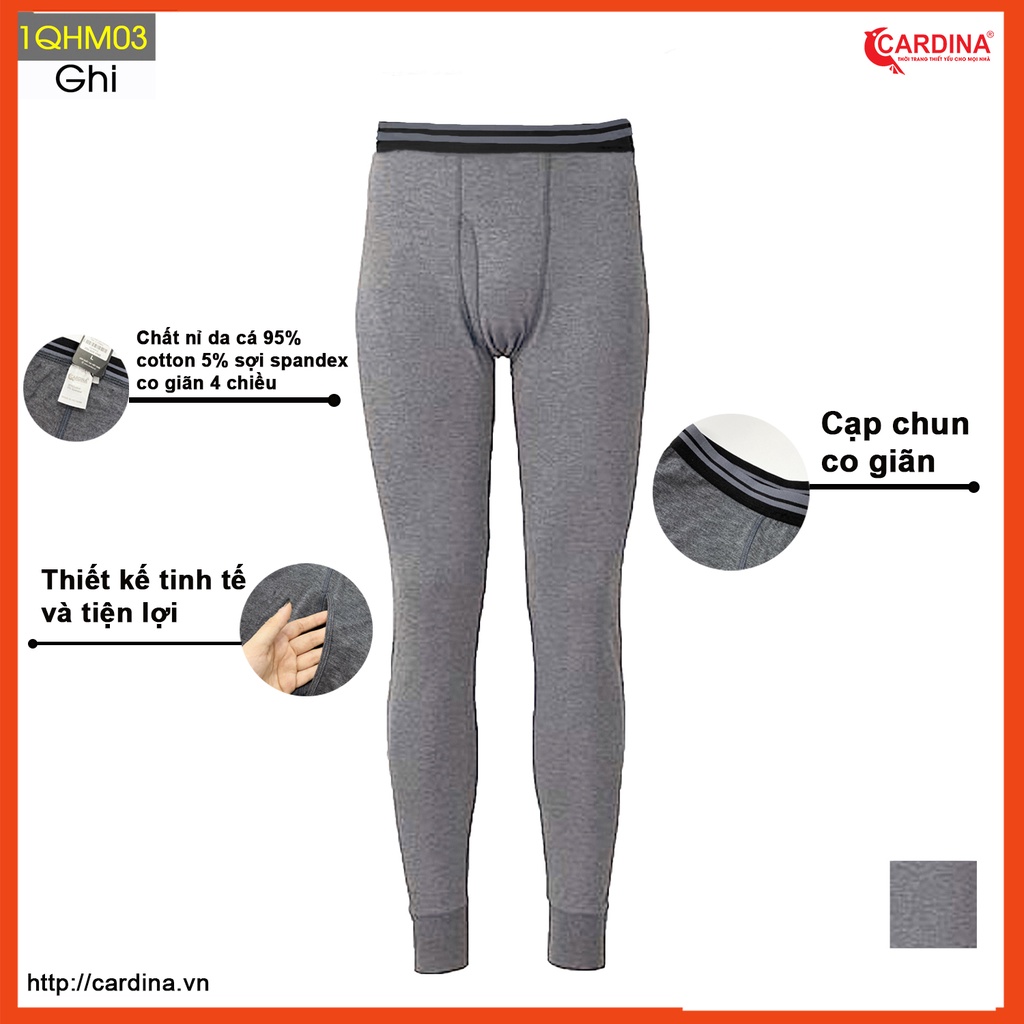 Quần giữ nhiệt nam CARDINA chất liệu cotton cao cấp công nghệ Heattech Nhật Bản 1QHM.
