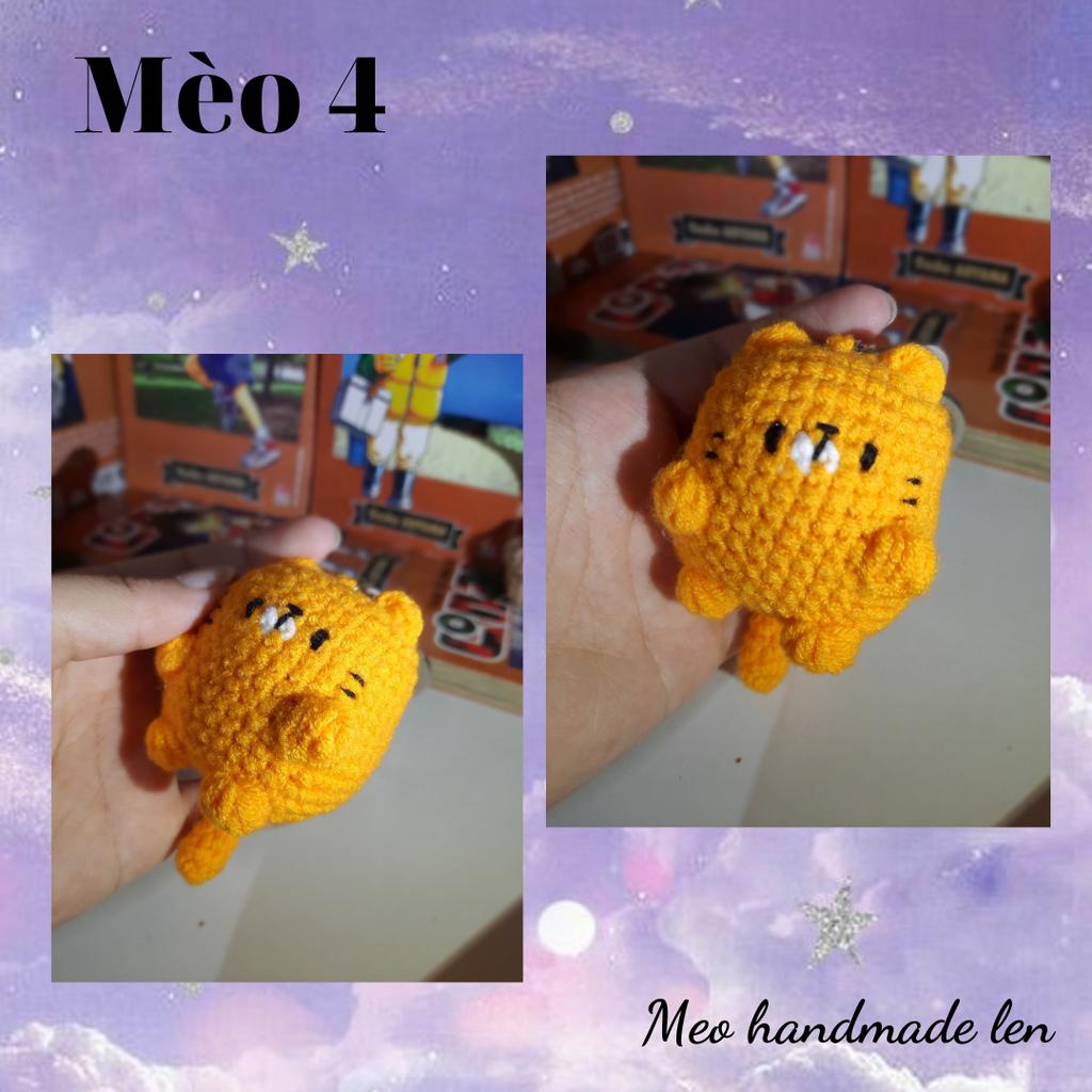 Móc khóa mèo vàng - Handmade len - Amigurumi - Crochet (có chuông)