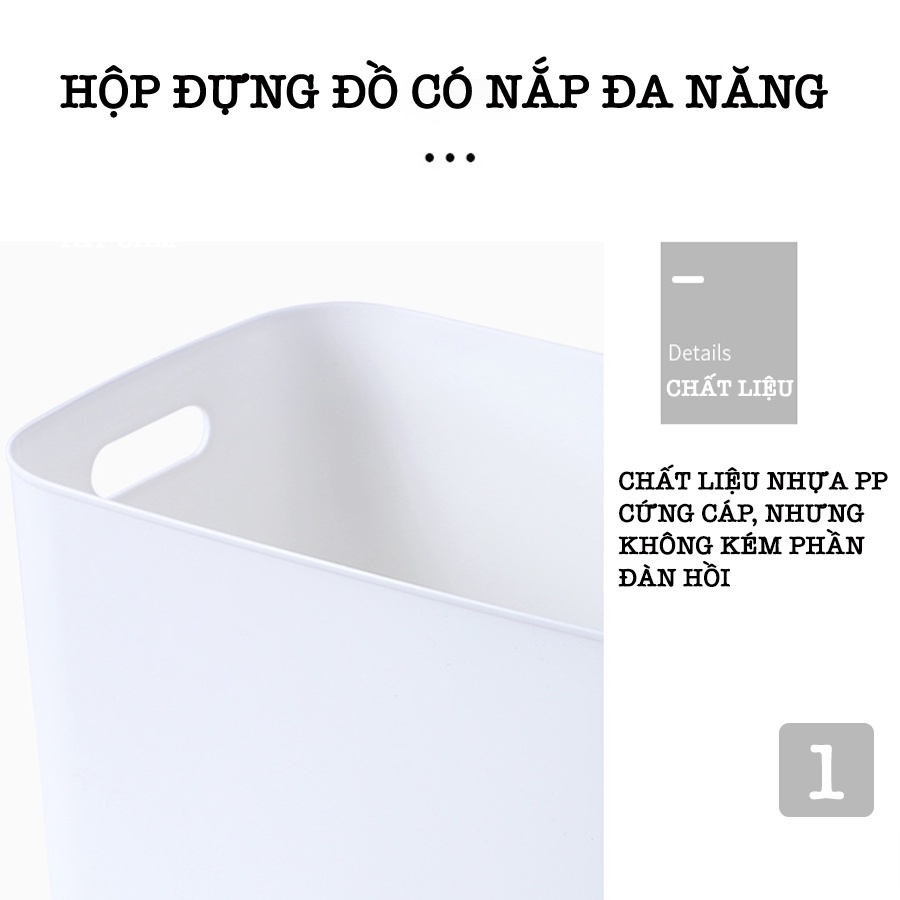 Hộp Đựng Đồ Có Nắp Enoda Home Màu Trắng Cao Cấp Để Bàn Decor Nhiều Kích Thước Q003