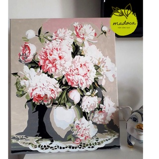 Tranh tô màu số hóa Madoca có khung 40x50cm Vẽ mẫu đơn T11