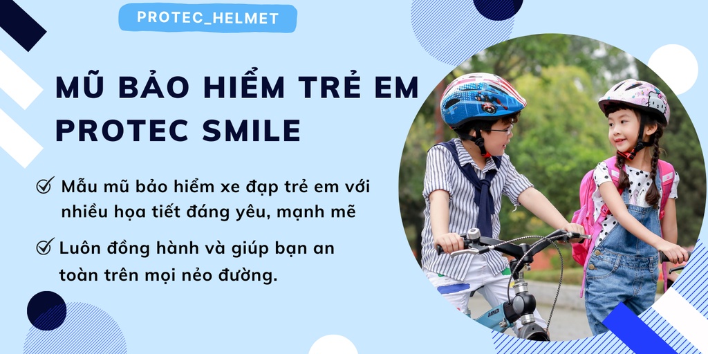 Mô tả Mũ bảo hiểm xe đạp trẻ em Protec SMILE, siêu nhẹ, có đèn hậu an toàn, họa tiết đẹp cho bé - 1