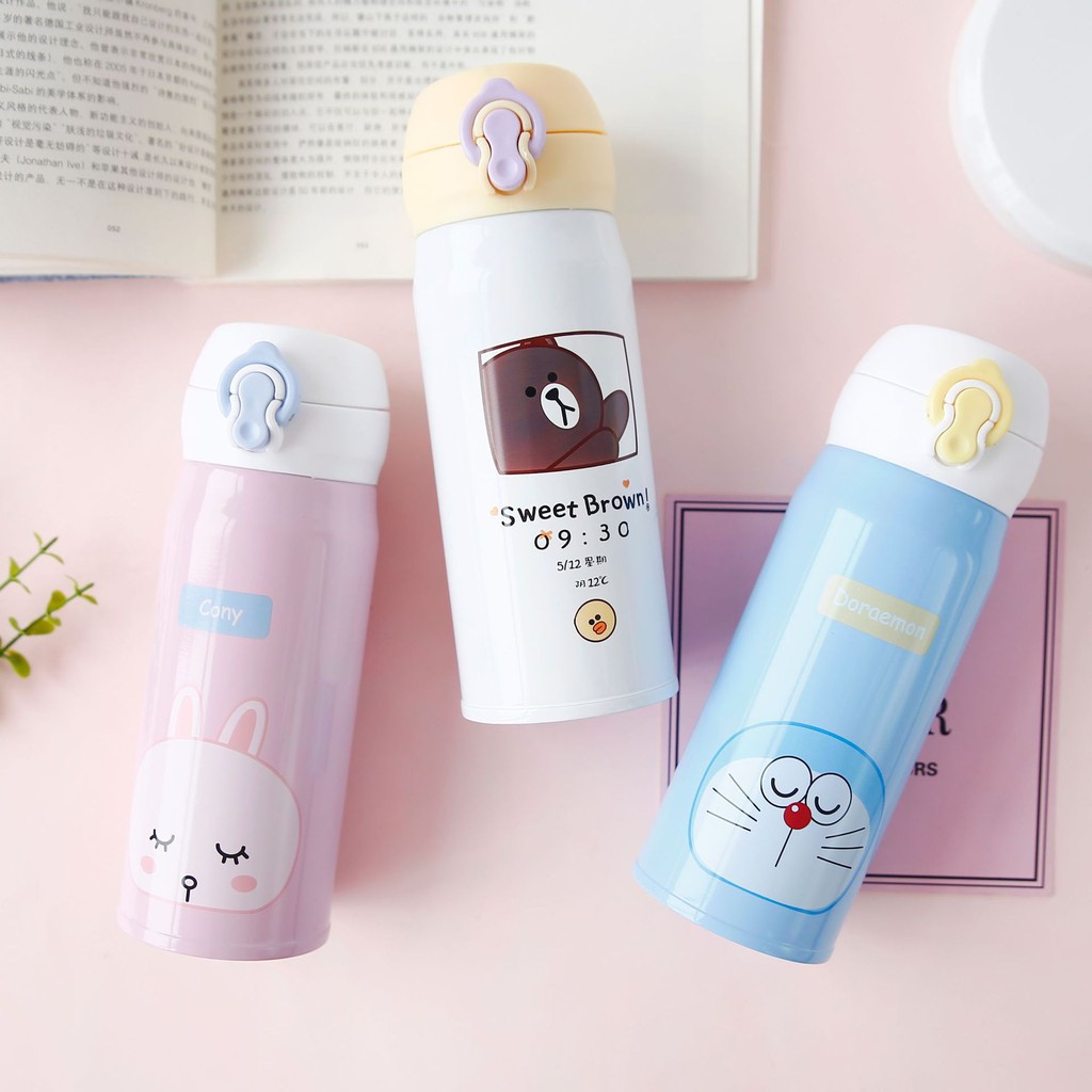 BÌNH INOX GIỮ NHIỆT NẮP CÀI - MÀU PASTEL - 450ML