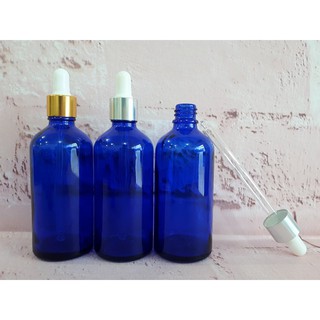 Chai Tinh Dầu 100ml Nắp Bóp Giọt Thủy Tinh Khoen Vàng hoặc Bạc Thân Nhiều Màu