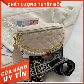 TÚI XÁCH- XIMOLY túi bao tử bụng trần trám đây bản to kèm dây xích phối ngọc