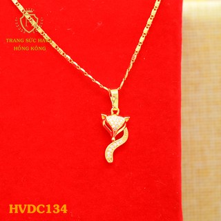 Dây Chuyền, Vòng Cổ Nữ Mặt Hồ Ly Đính Đá Màu Trắng Xi Mạ Vàng Non - Trang Sức Hava Hong Kong
