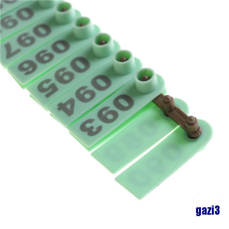 Bộ 100 Thẻ Nhựa Đánh Dấu Số Tai Động Vật / Gia Cầm / Heo / Heo