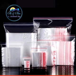 100 Cái Túi Zipper / Ziplock Chỉ Đỏ Dẻo Dày Nhiều Kích Cỡ Đa Dạng Thông Dụng - Bi & Bin Handmade Shop