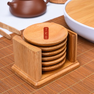 Bộ đế lót ly trà thủ công, được làm bằng tre tự nhiên, bao gồm 6 dĩa, kích thước 10.5x7.5x10.5cm