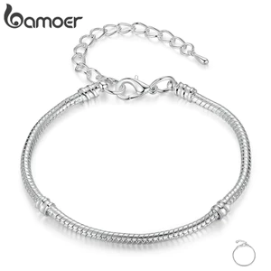 Vòng tay BAMOER chất liệu đồng màu bạc đơn giản quyến rũ cho nữ DIY