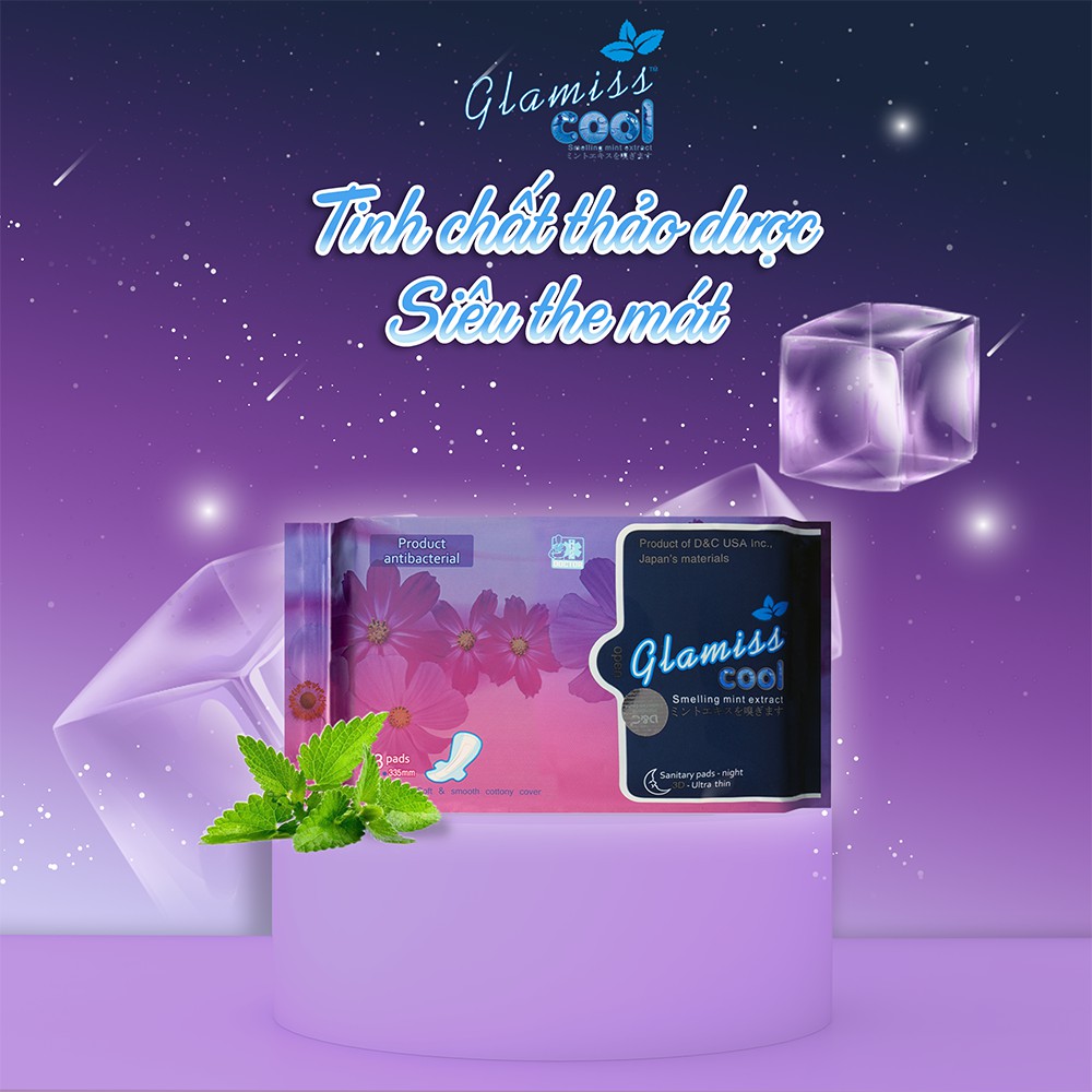 Ảnh Combo 6 gói băng vệ sinh thảo dược Glamiss Cool ban đêm 33.5 cm siêu mát lạnh 2