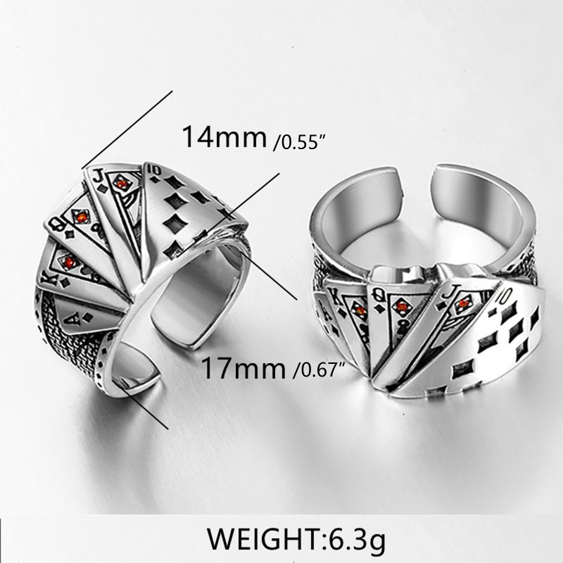 Dasbsug Nhẫn Có Thể Điều Chỉnh Hip Hop Lucky Spade Band Ring Tối Giản Trang Sức Quà Tặng Cho Nữ
