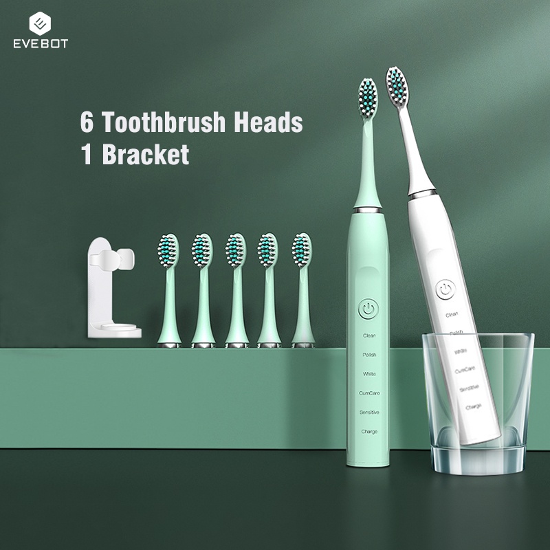 Ảnh Bàn chải đánh răng điện tử EVEBOT 6 đầu + 1 giá đỡ gắn tường 1