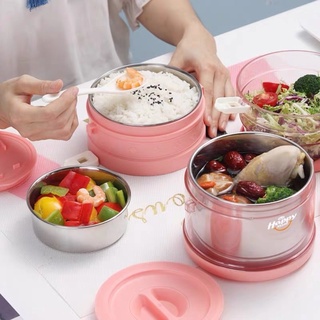 Cặp lồng, Hộp Đựng Cơm Lõi Inox 3 Chống Tràn Đổ Giữ Nhiệt Cam Homeware