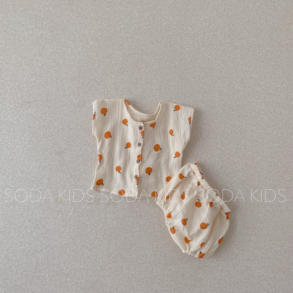 Ảnh Thật - Bộ Quần Áo Cộc Xô Muslin Cho Bé - Siêu Mềm Mịn, Thấm Hút