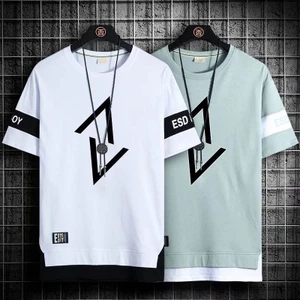 Áo Thun Tay Ngắn Dáng Rộng Cổ Tròn Màu Đen/Trắng Phong Cách Hip Hop Thời Trang Cho Nam