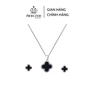 Bộ Trang Sức Bạc Cỏ 4 Lá Đen May Mắn - Minh Canh Jewelry