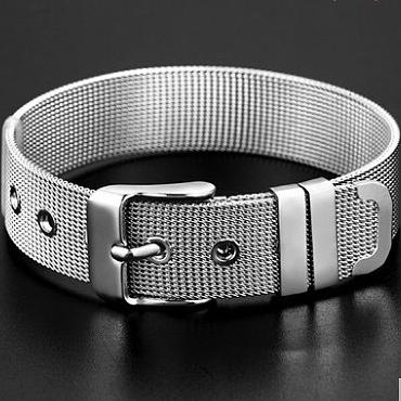 Vòng Tay Nam Lắc Tay Unisex Thời Trang Đeo Tay Nam Nữ Basic Màu Bạc - Vòng Silver Belt - Horizon