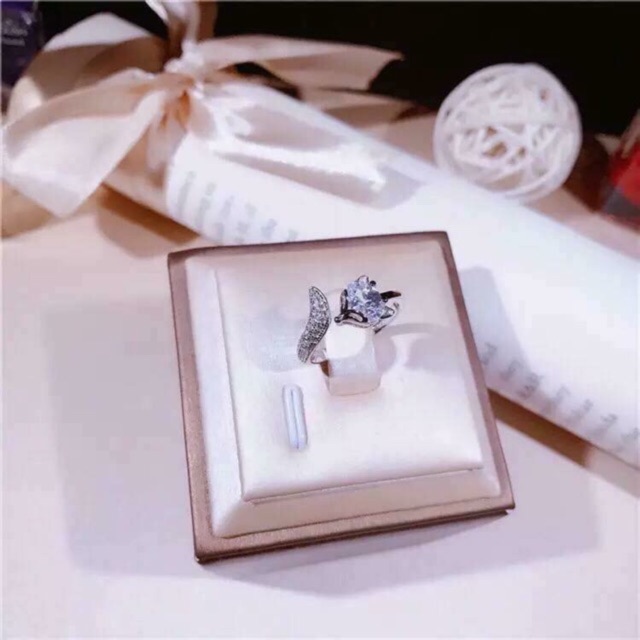 Nhẫn bạc nữ Tlee nhẫn bạc hồ ly đá trắng cao cấp TLEE JEWELRY