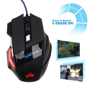 Chuột chơi game có dây/ điều khiển công thái học 7 phím kèm đèn Led nền 5500 Dpi Usb cho máy tính xách tay