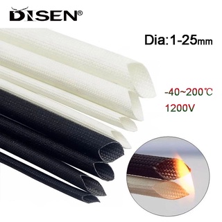 1 / 2 / 4 / 5Meter Nhựa Silicon Bện Ống Sợi Thủy Tinh Đường Kính 1-25mm 200°C Ống cáp cách nhiệt bằng sợi thủy tinh chống cháy Bảo vệ ống