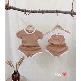 Bộ tăm thun lạnh bé trai bé gái, bộ cộc bé trai, bộ hai dây bé gái, bộ đồ đôi bé trai bé gái