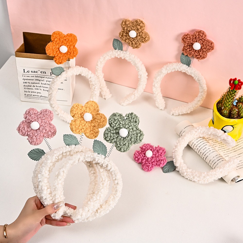 Bờm tóc cute Hàn Quốc hình bông hoa lò xo dễ thương