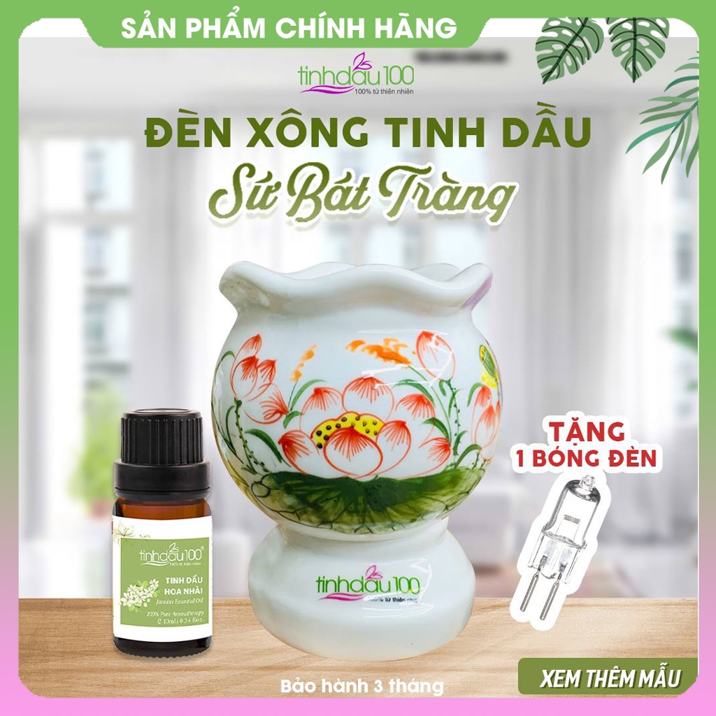 Đèn Xông Tinh Dầu Sứ Bát Tràng Dùng Điện G14 – Khuếch Tán Tinh Dầu Thơm Phòng