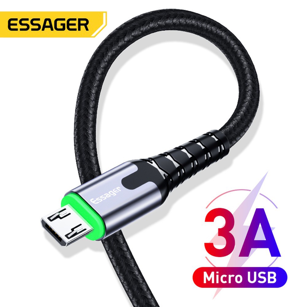Cáp sạc nhanh có đèn LED Essager Micro Type C USB dành Cho điện thoại Samsung Xiaom