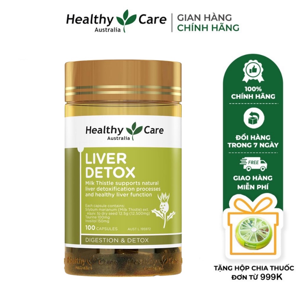 Viên uống Healthy Care Liver Detox - Hỗ trợ thải độc gan, lọc gan(100 viên)