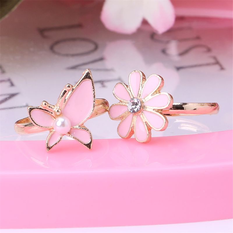 Bộ 5 Nhẫn Hoạt Hình Dễ Thương Có Thể Điều Chỉnh Cho Bé Gái