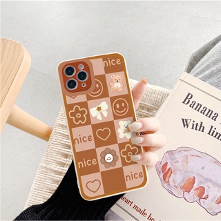 Ốp iphone - Ốp lưng iphone cạnh vuông viền camera gấu hoa dành cho ip 6 đến 16promax - G26