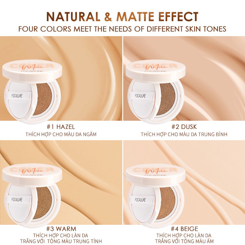 Phấn Nước BB Kiềm Dầu, Dưỡng Ẩm Lên Màu Mịn Cho Da Đẹp Tự Nhiên Focallure Covermax Longlasting Cushion Foundation FA162