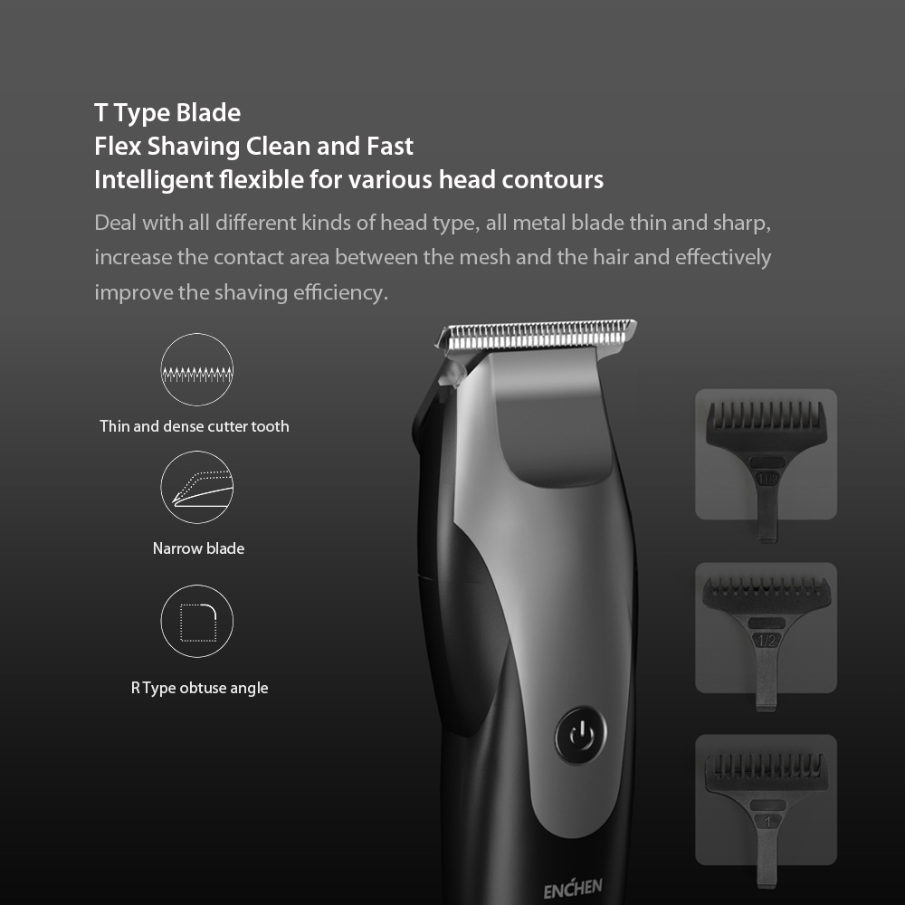 Xiaomi EcoBrand ENCHEN Chim Ruồi Điện Cắt Tóc Sạc USB Dao Cạo Tông Đơ Kèm 3 Lược Kiểu Salon