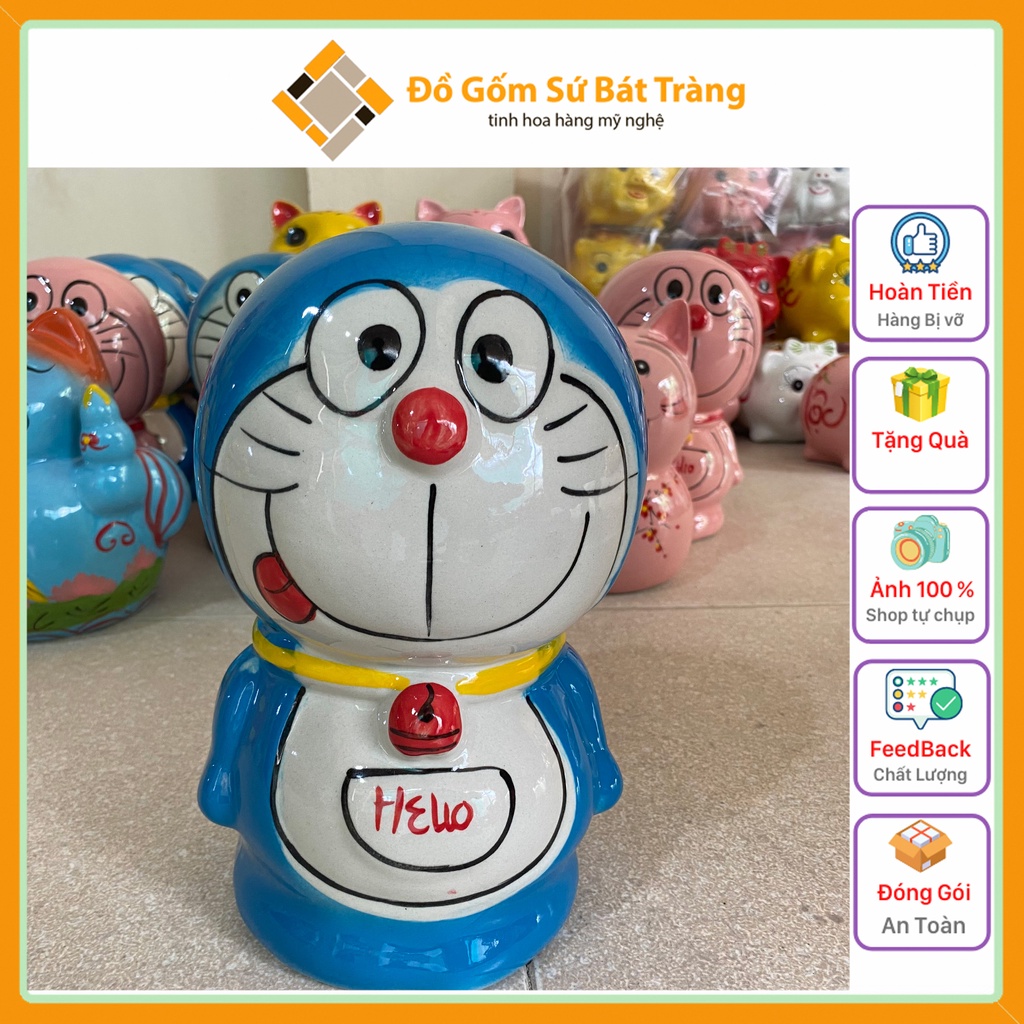 Heo sứ Doraemon dễ thương Bát Tràng, heo đất tiết kiệm cute | Shopee ...