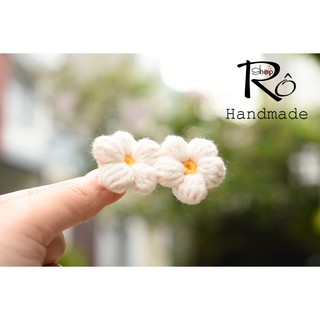 Kẹp tóc mỏ vịt bông hoa đôi tiểu thư xinh xắn cho nữ và bé gái 5.5cm |Cặp tóc len |Shop Rô Handmade