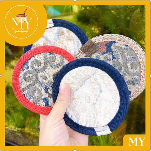 combo 5 Đế Lót Ly Vải vuông và tròn siêu thấm nước  9.5cm Cao Cấp