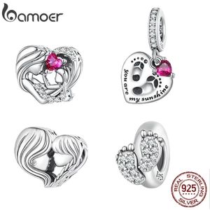 Mặt phụ kiện trang sức BAMOER bạc 925 đính đá pha lê nhân tạo thời trang
