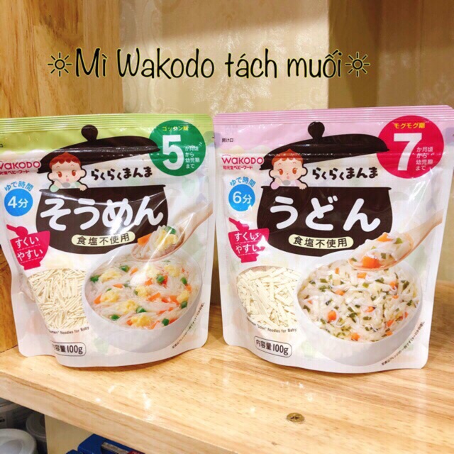 Mì somen cho bé Wakodo / udon / nui hữu cơ cho bé tách muối Nhật Bản