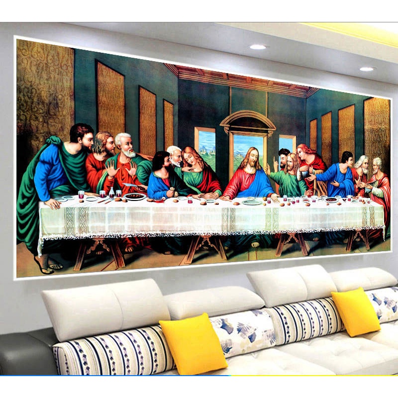 Bức tranh nổi tiếng của Da Vinci Bữa tối cuối cùng Trang trí phòng khách Canvas Poster In bức tranh tường Trang trí nhà cửa