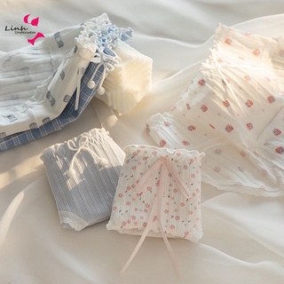 Quần lót nữ cotton hoa nhí  đính nơ viền ren ngọt ngào 128 Phương Linh Underwear