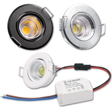 Đèn LED trần mini LED điểm đèn LED 3W Đèn nền LED trắng, đen, bạc Đèn nền mini tủ đèn chiếu sáng tại chỗ