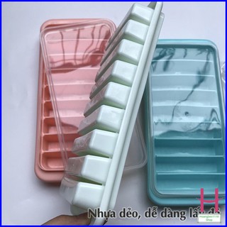 Vỉ đá, Khay đá có nắp 9 viên dài Nhựa Việt Nhật , khuôn thạch rau câu, kẹo dẻo cute MS:6933 { H }