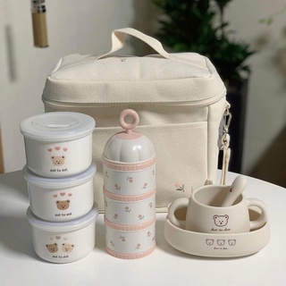 Hũ , chén Sứ Hàn Đựng Đồ Ăn Dặm Nắp Silicon Cho Bé Phong Cách Hàn Quốc 250ml, Bát Sứ Ăn Dặm In Hình Họa Tiết Ngộ Nghĩnh
