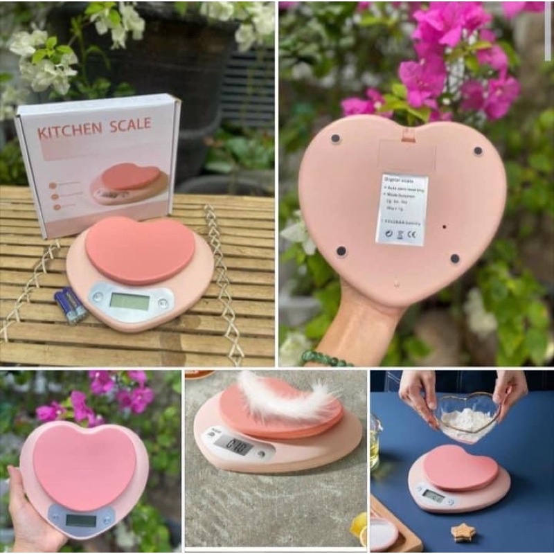 Cân tiểu ly ,cân nhà bếp mini 5kg hình trái tim độ chính xác cao sử dụng đong đếm gia vị