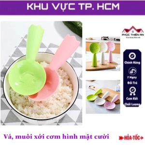Vá, muôi xới cơm chống dính hình mặt cười